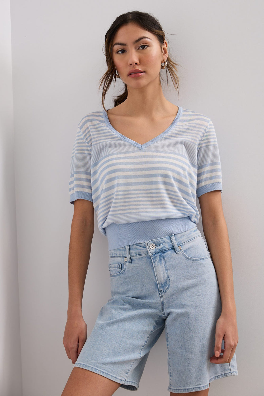 Short sleeve v-neck sweater
