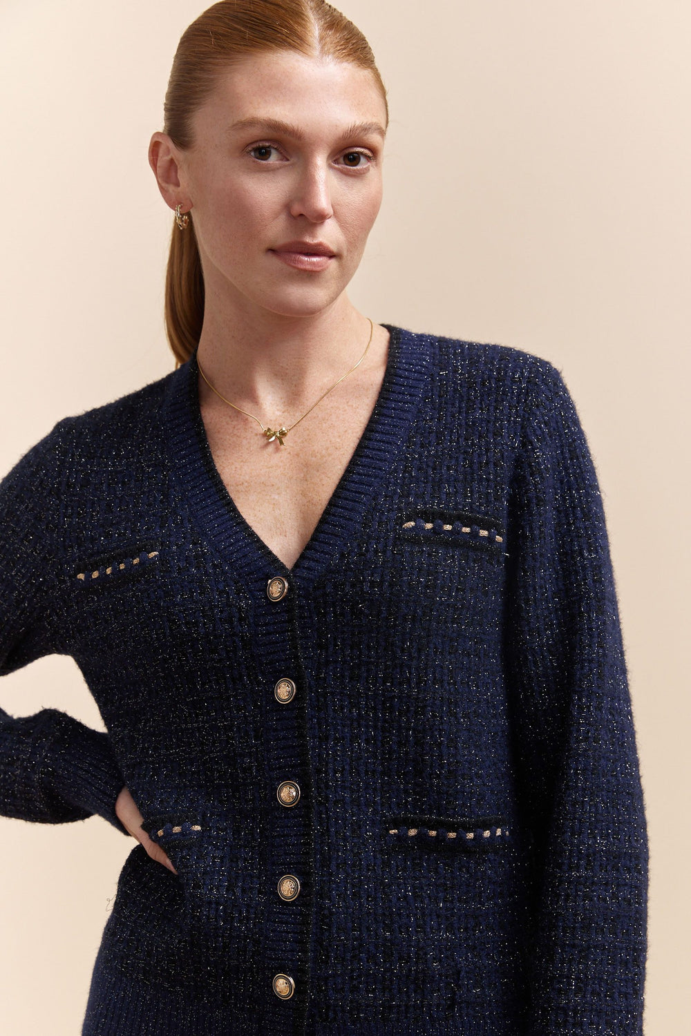 Cardigan with lurex detail