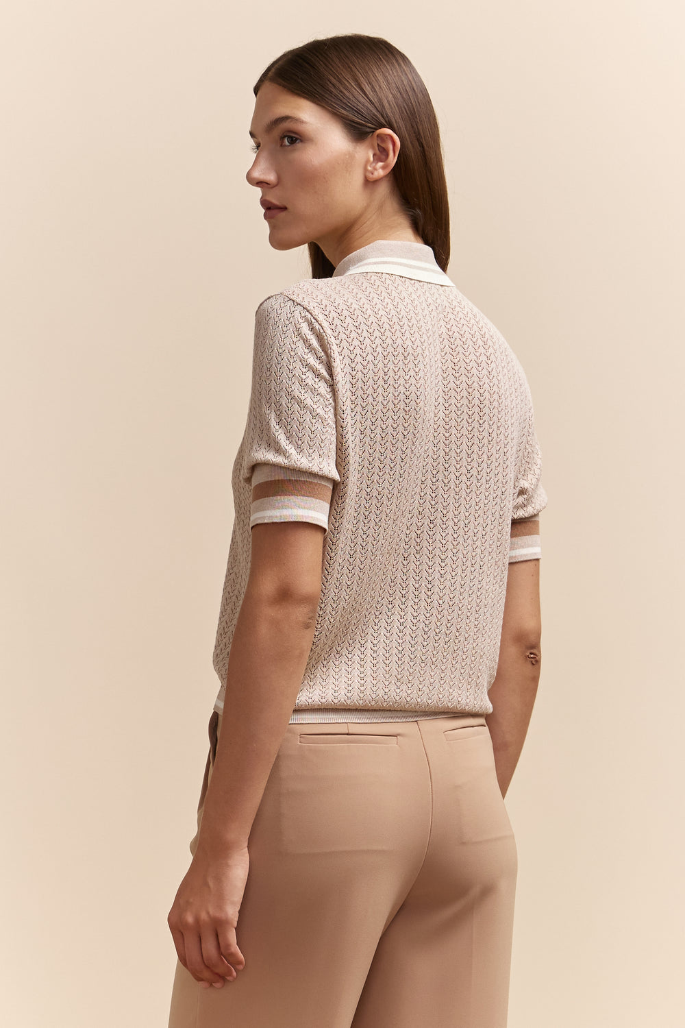 Textured polo sweater