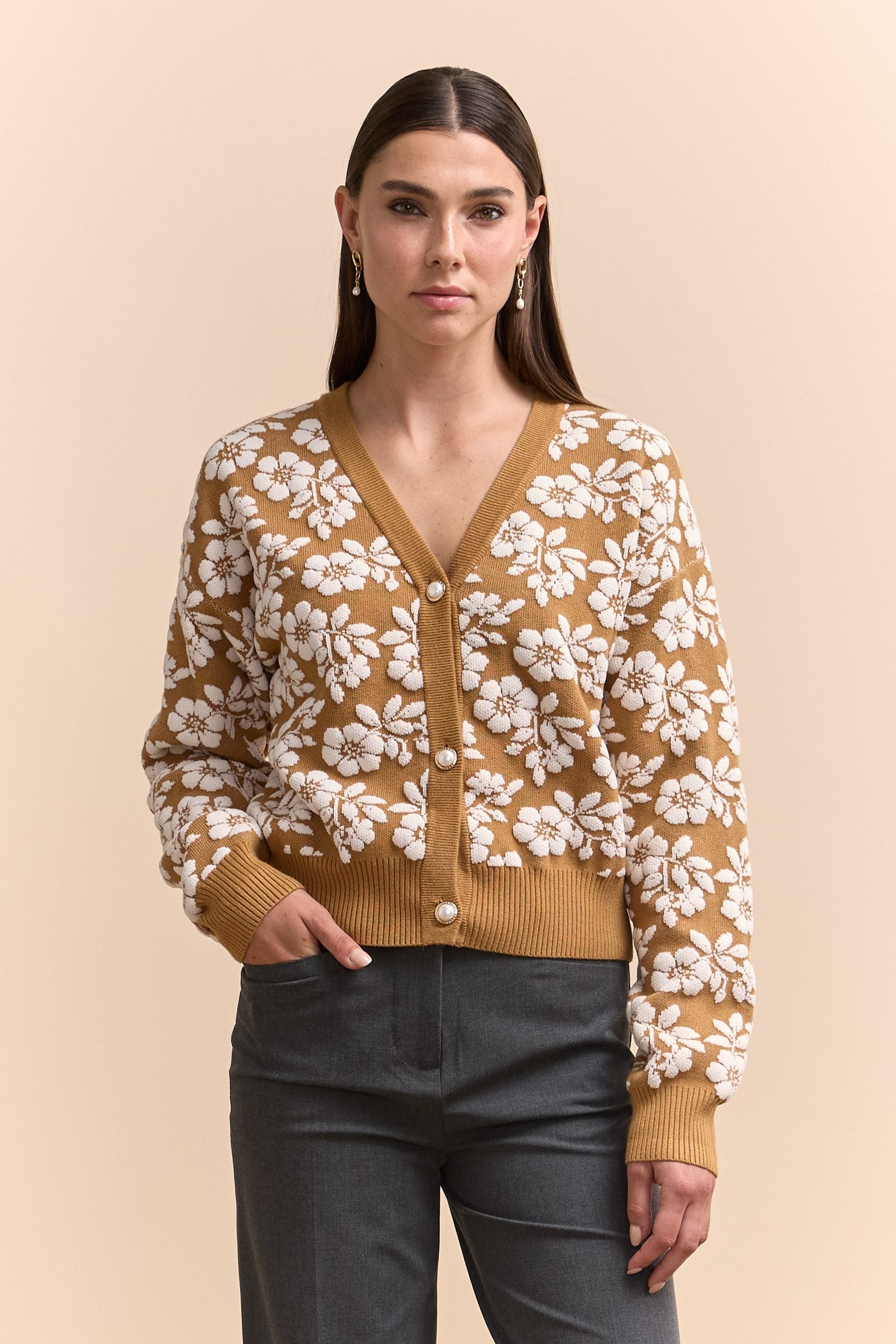 Cardigan with flowers design