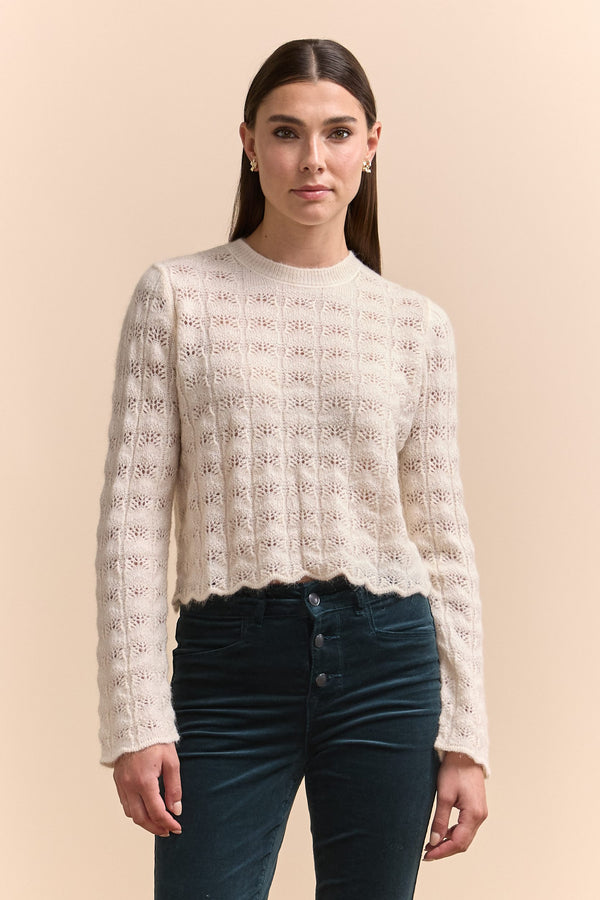 Textured crew neck sweater