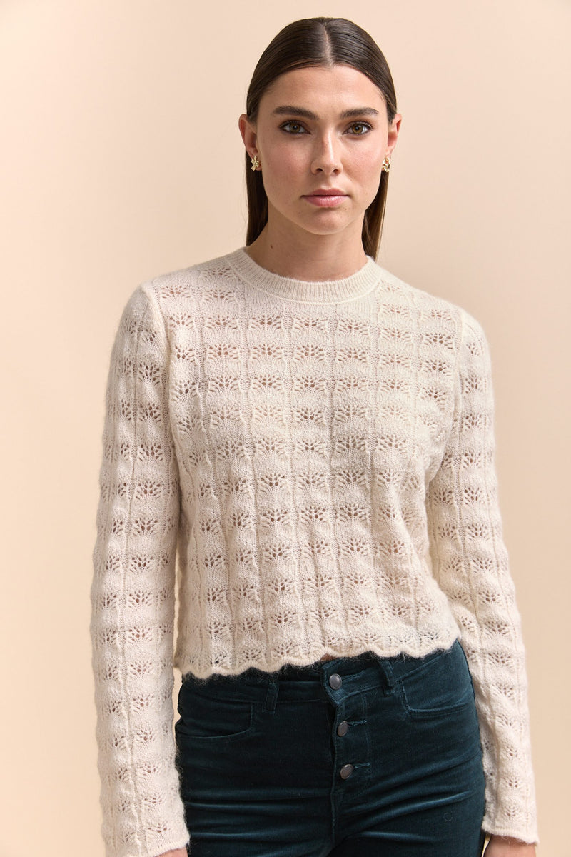 Textured crew neck sweater