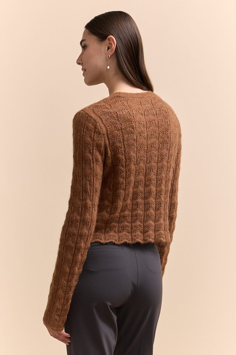 Textured crew neck sweater