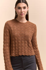 Textured crew neck sweater