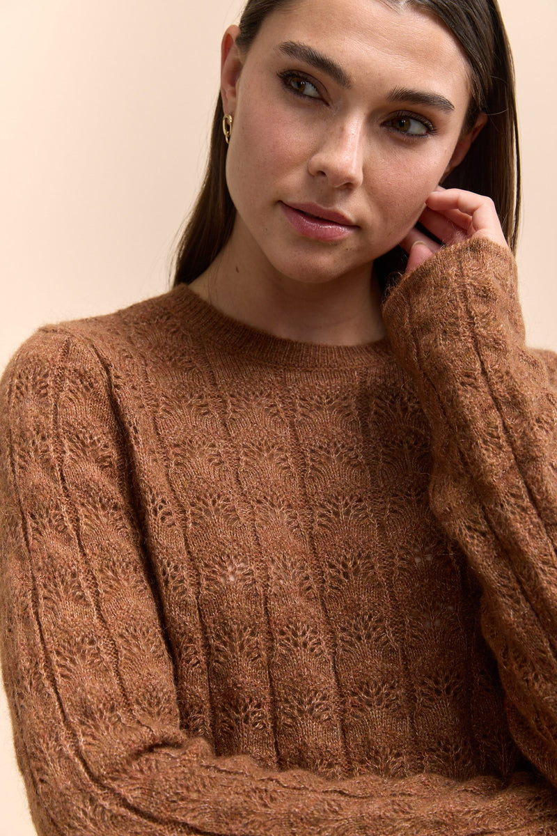 Textured crew neck sweater