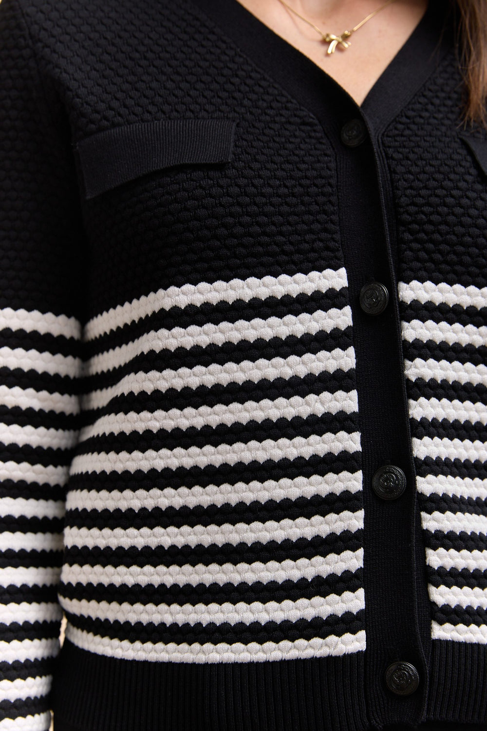 Textured cardigan with stripes