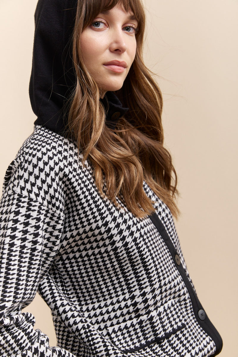 Jacquard bomber jacket with hood