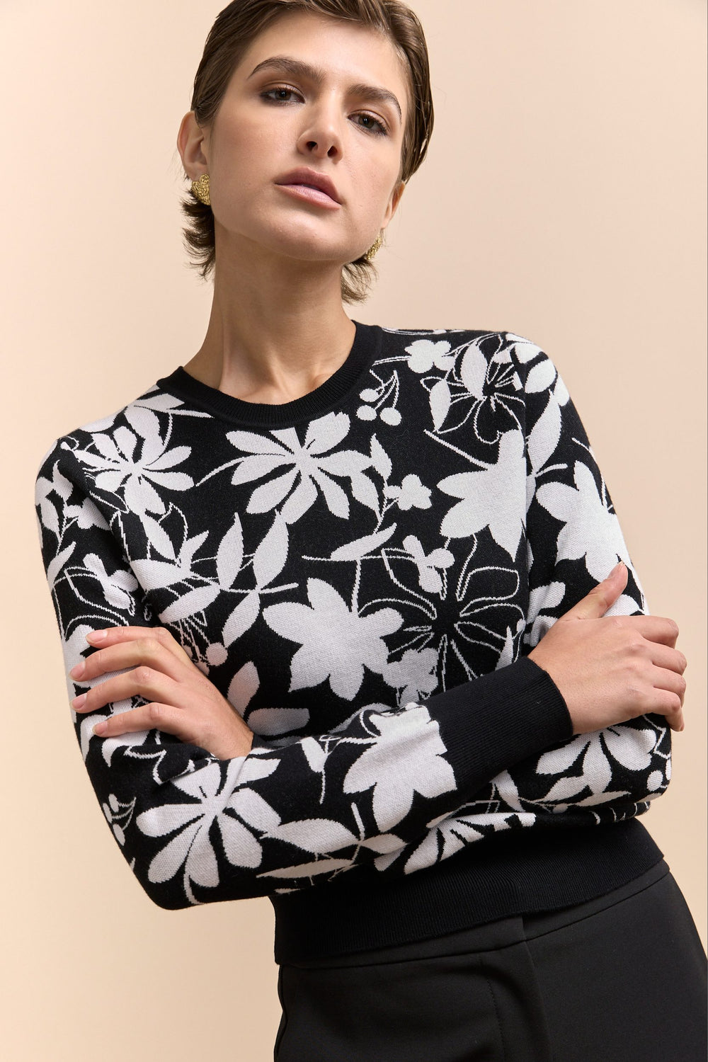 Floral jacquard sweater