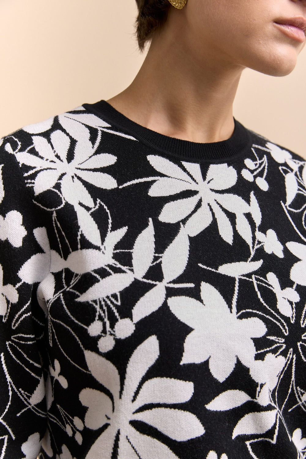 Floral jacquard sweater