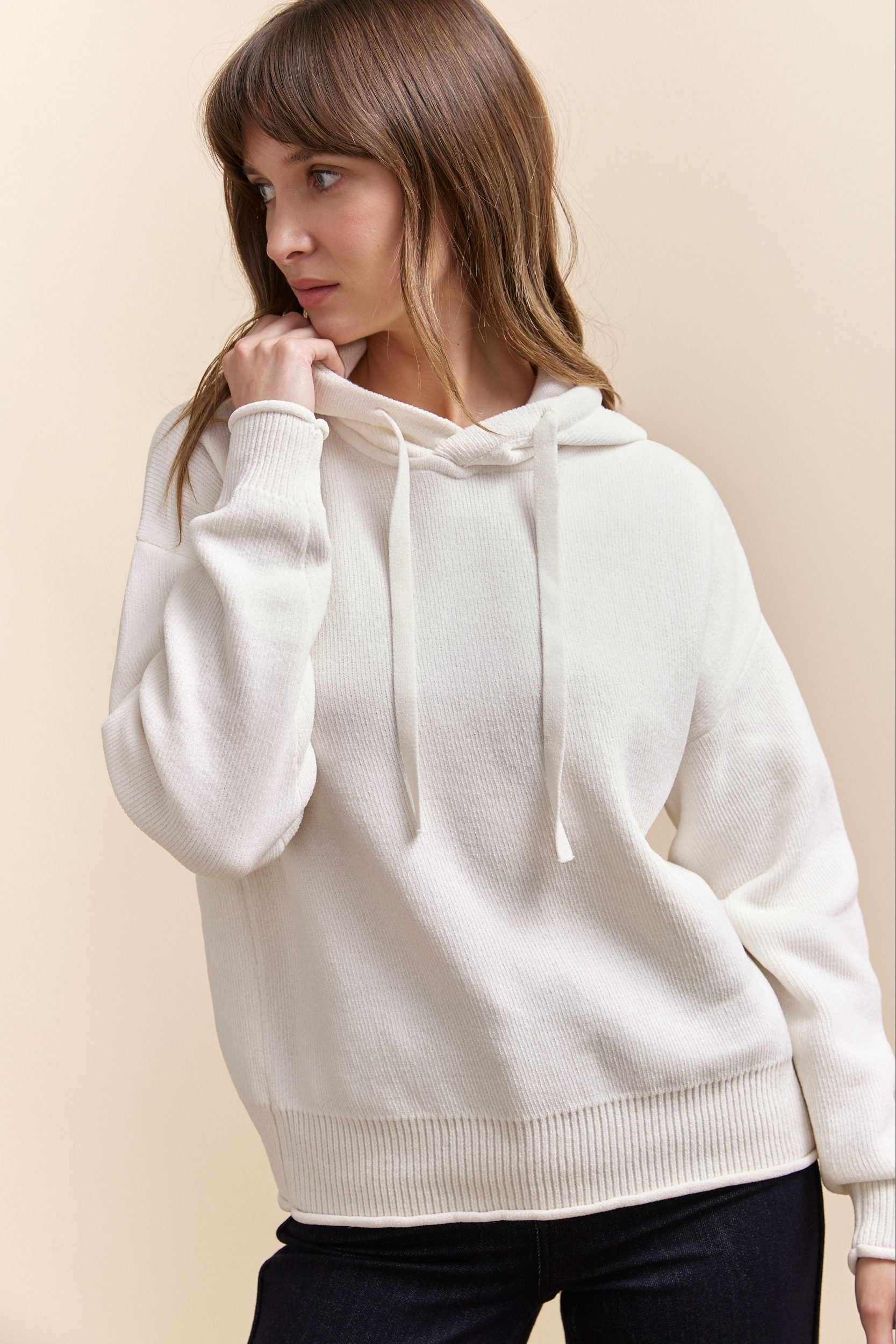 Hooded chenille sweater