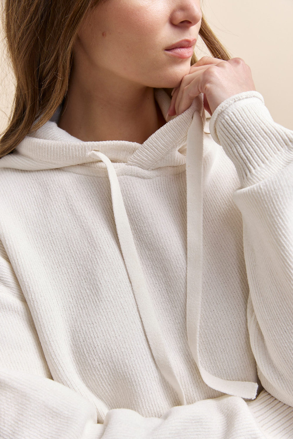 Hooded chenille sweater