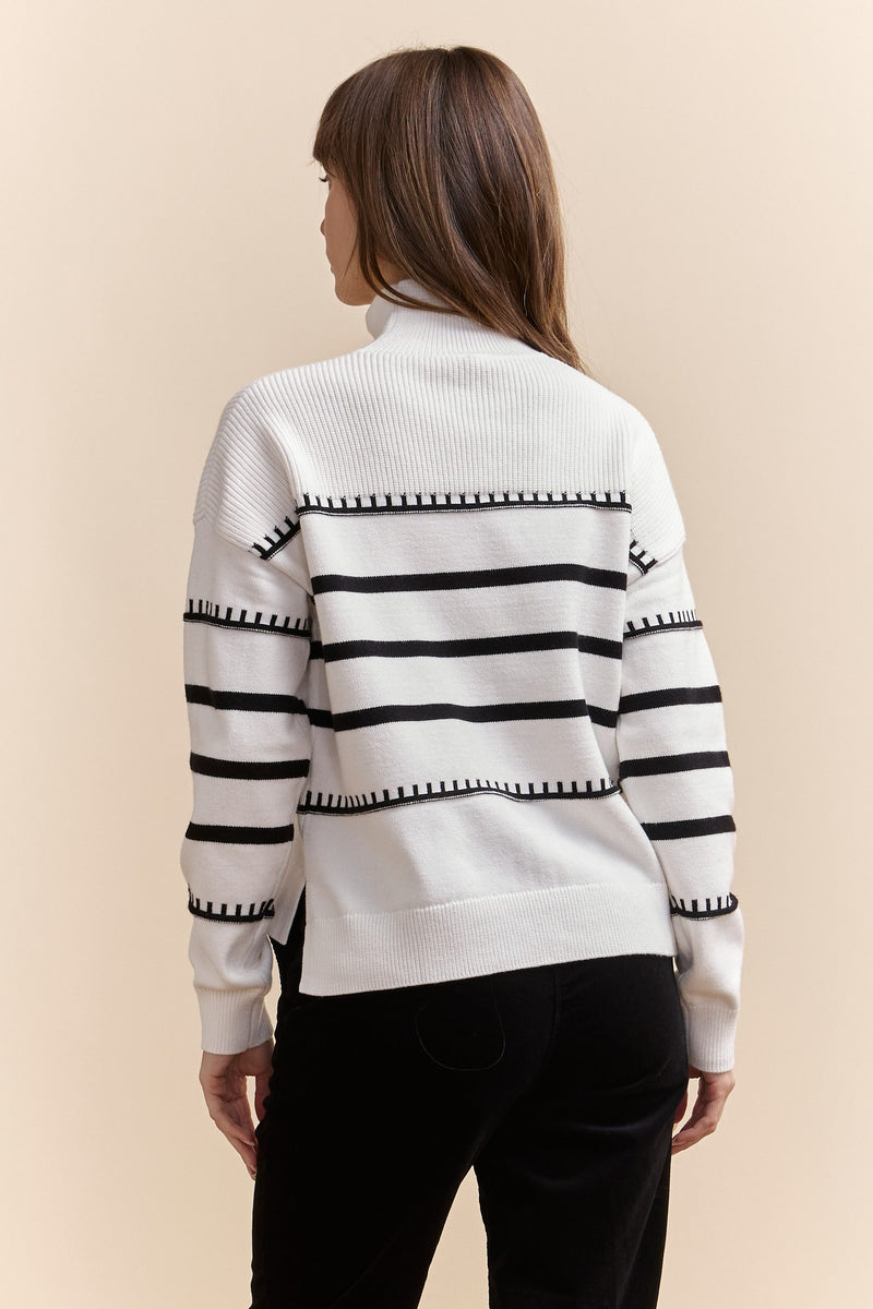 Mock neck striped sweater