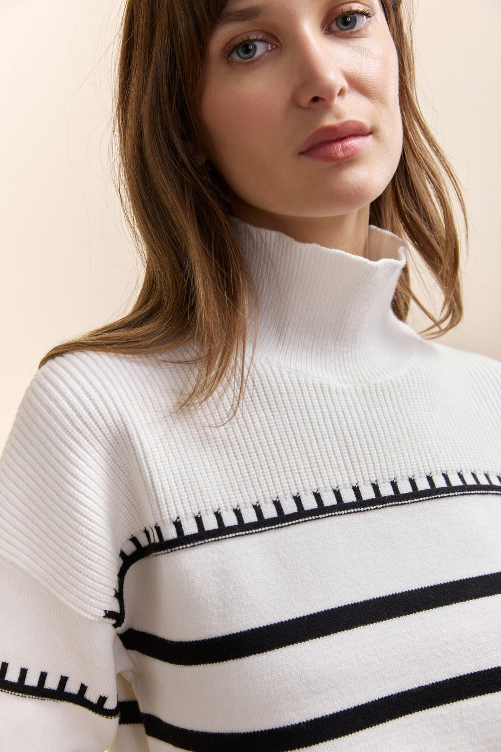 Mock neck striped sweater