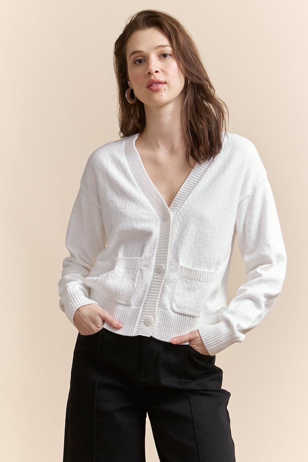 Oversized boucle cotton cardigan