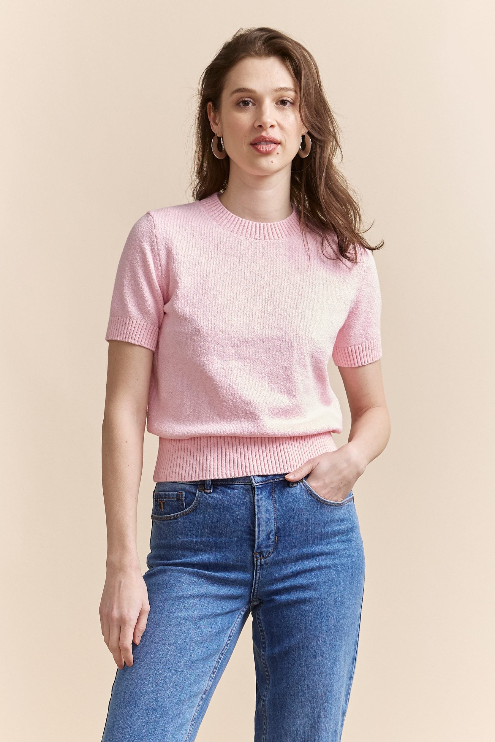 Crew neck bouclé sweater