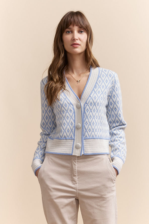 Cardigan with geometric design