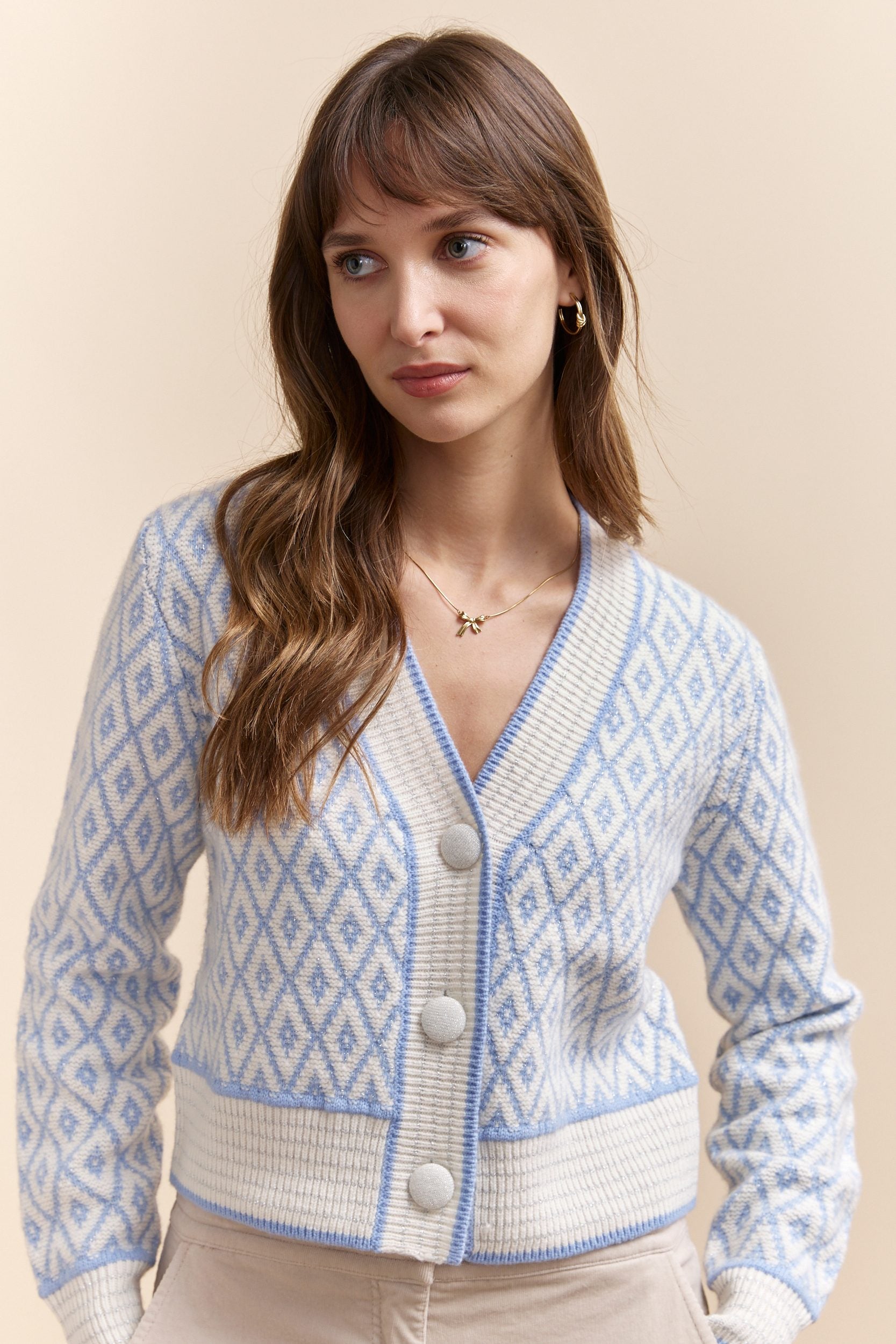 Cardigan with geometric design