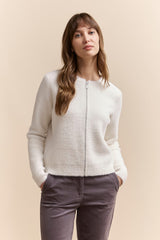 Soft cardigan with front zipper