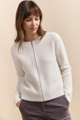 Soft cardigan with front zipper