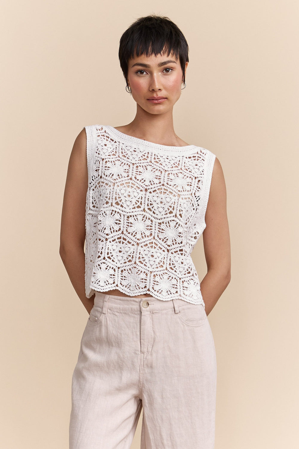 White crochet top