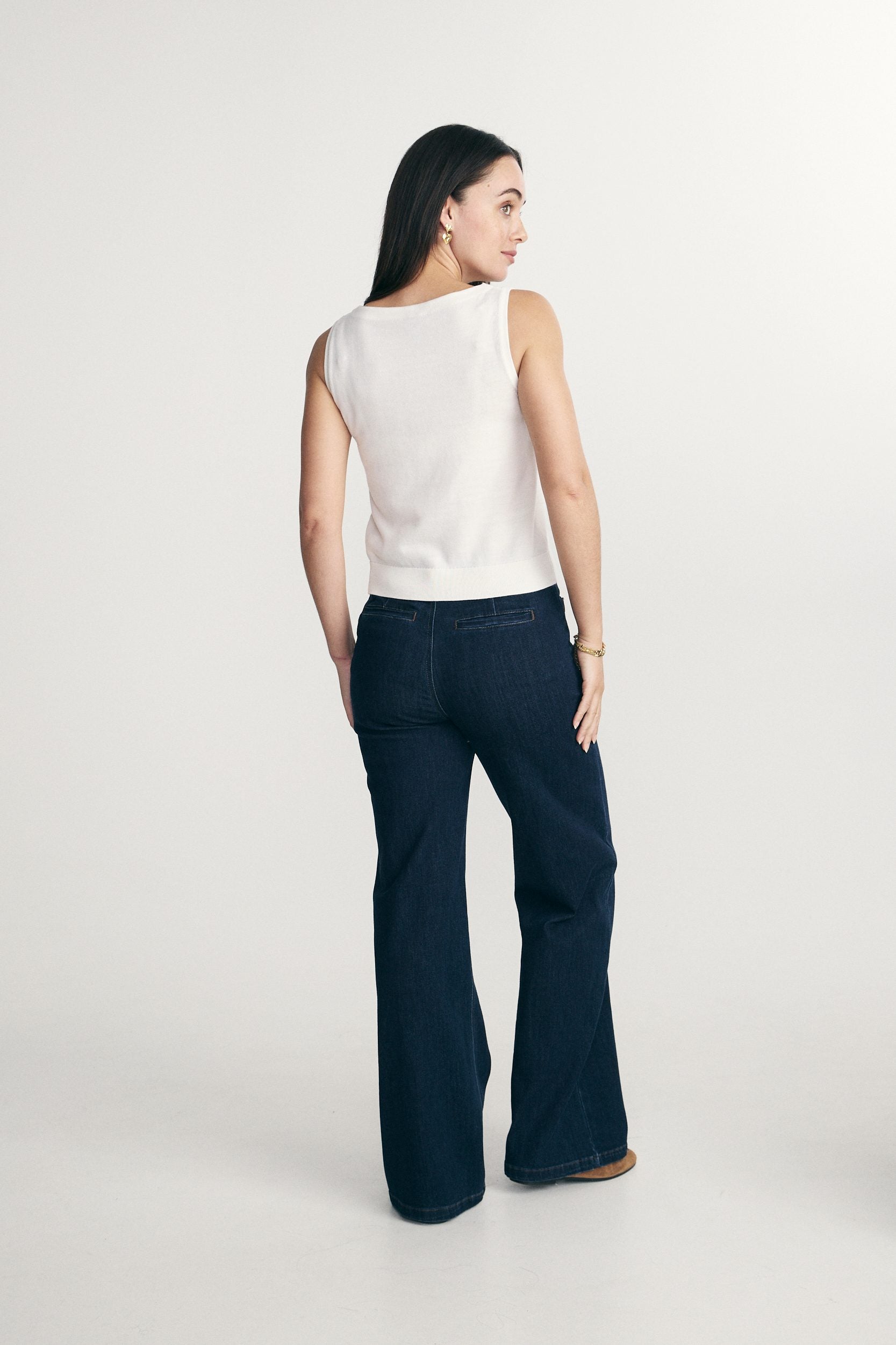 Merino wool boat neck top