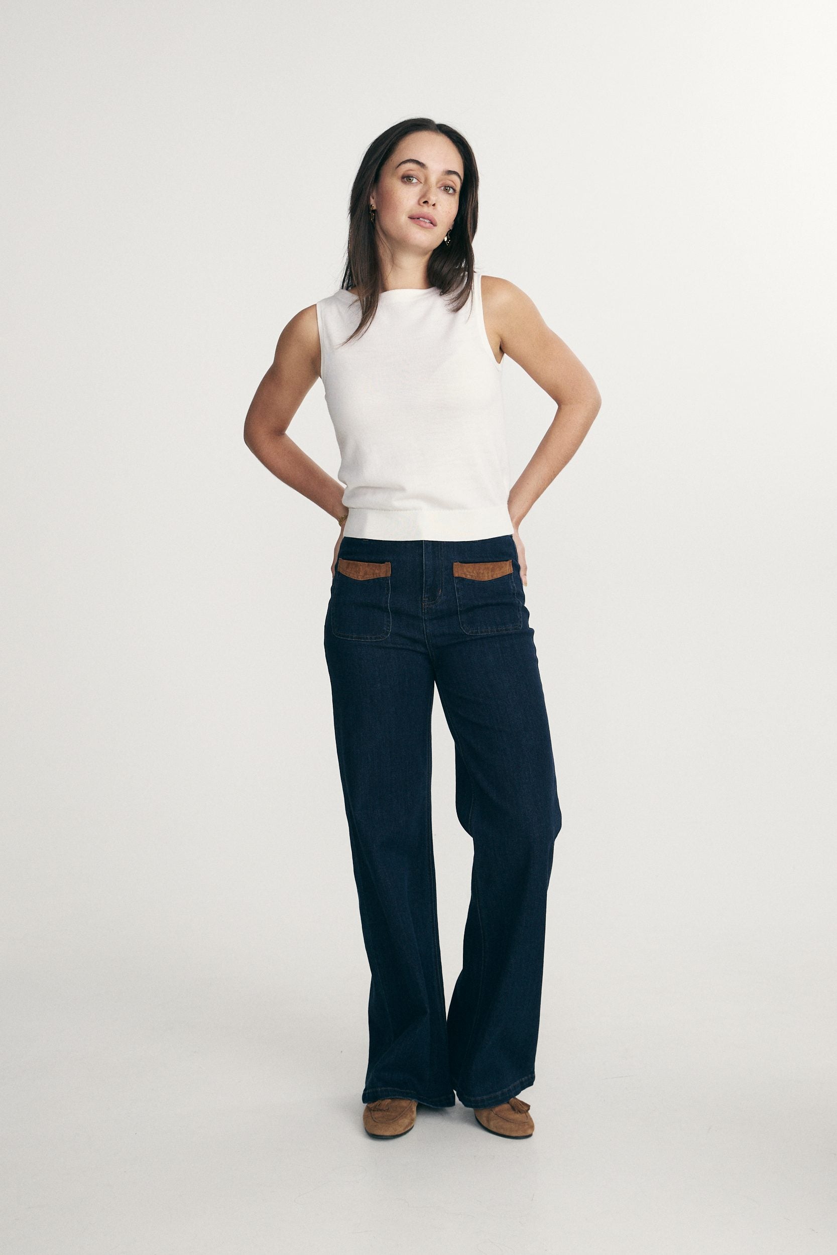 Merino wool boat neck top