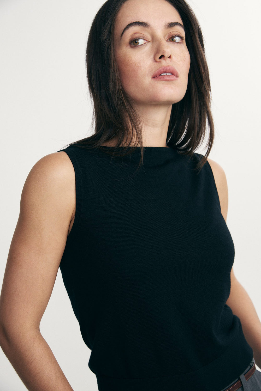 Merino wool boat neck top