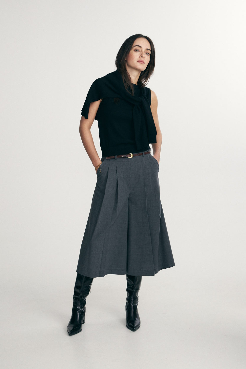 Merino wool boat neck top