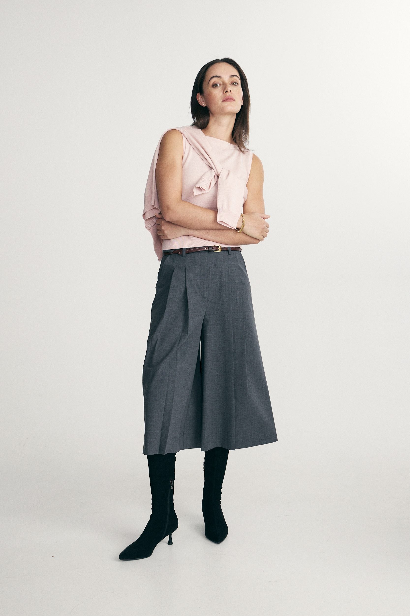 Merino wool boat neck top