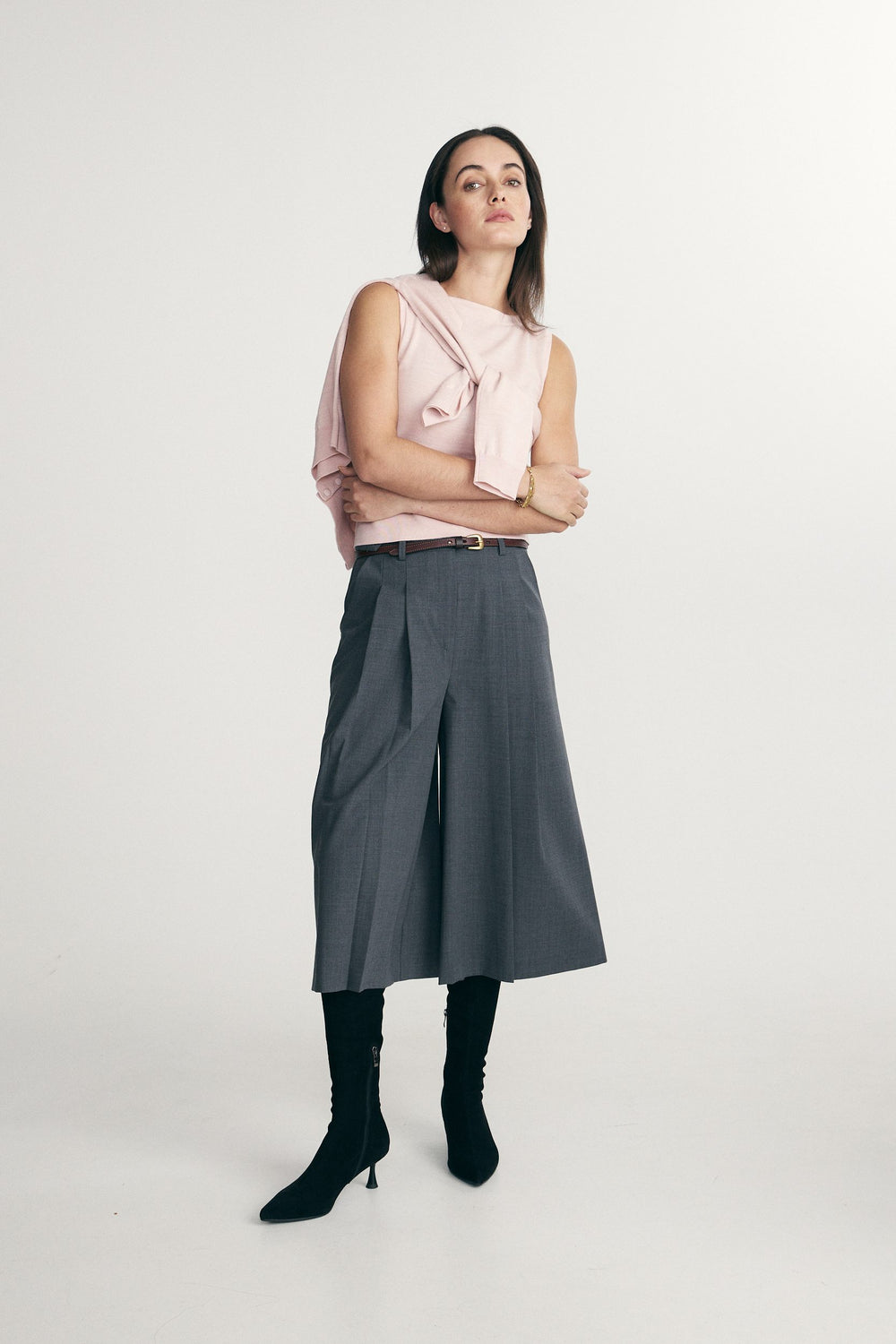 Merino wool boat neck top