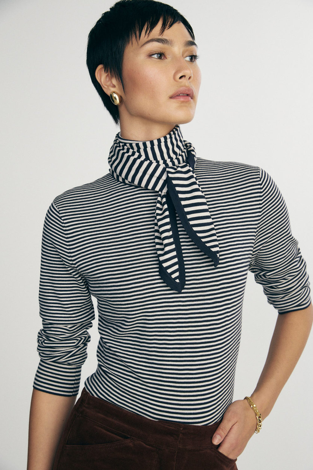 Striped turtle neck sweater