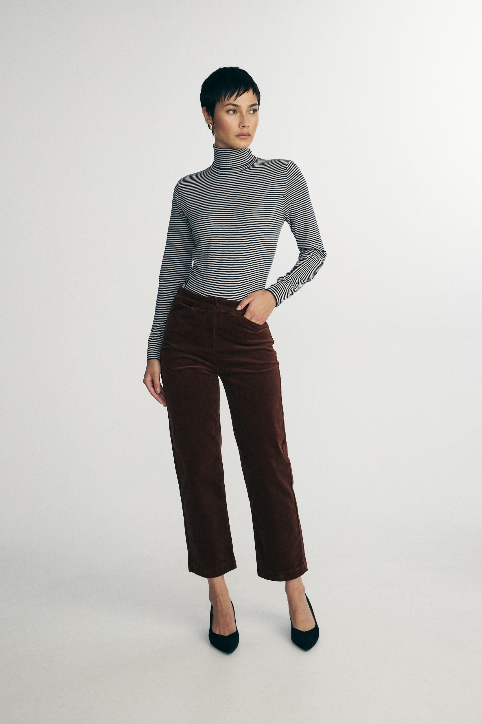 Striped turtle neck sweater