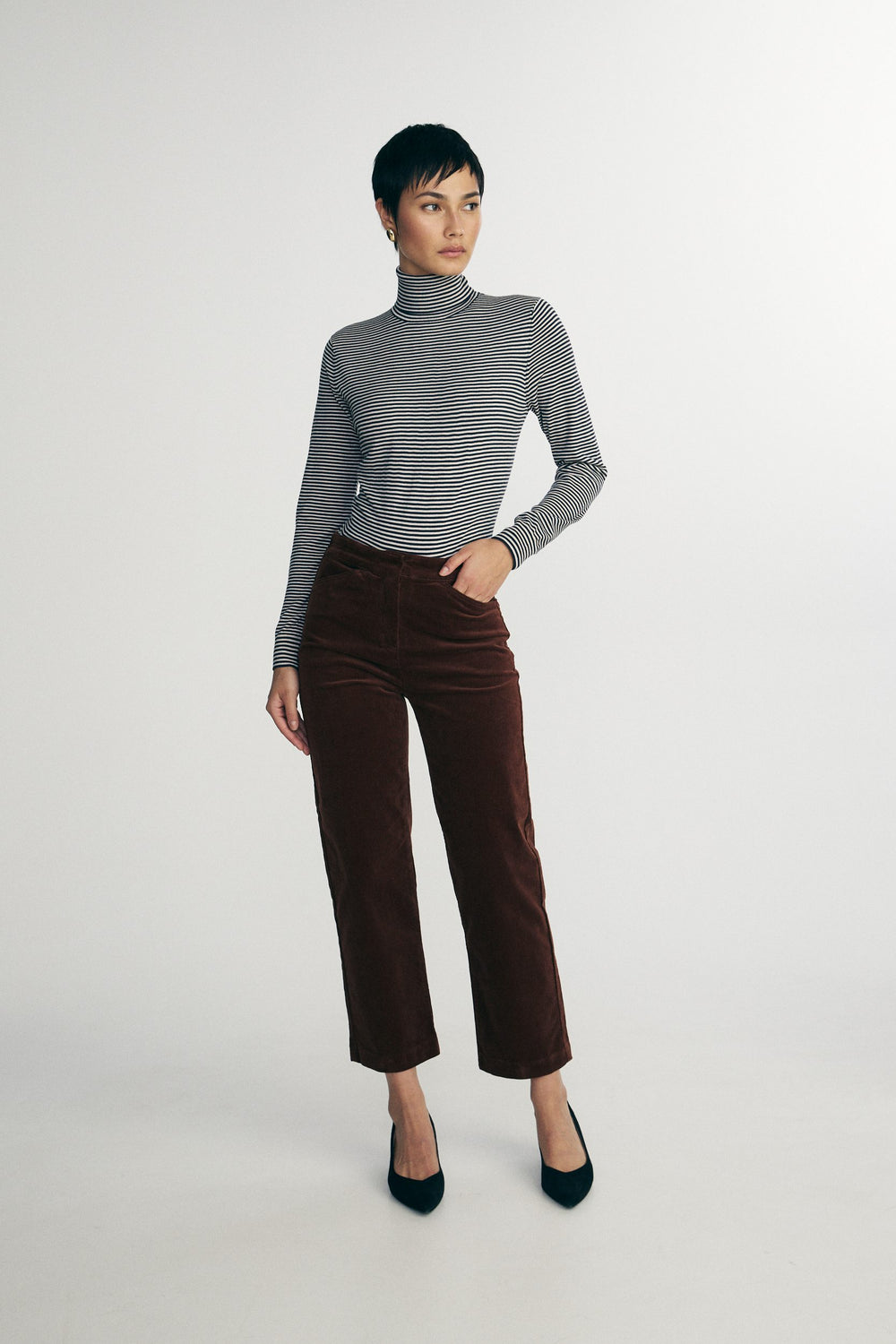 Striped turtle neck sweater