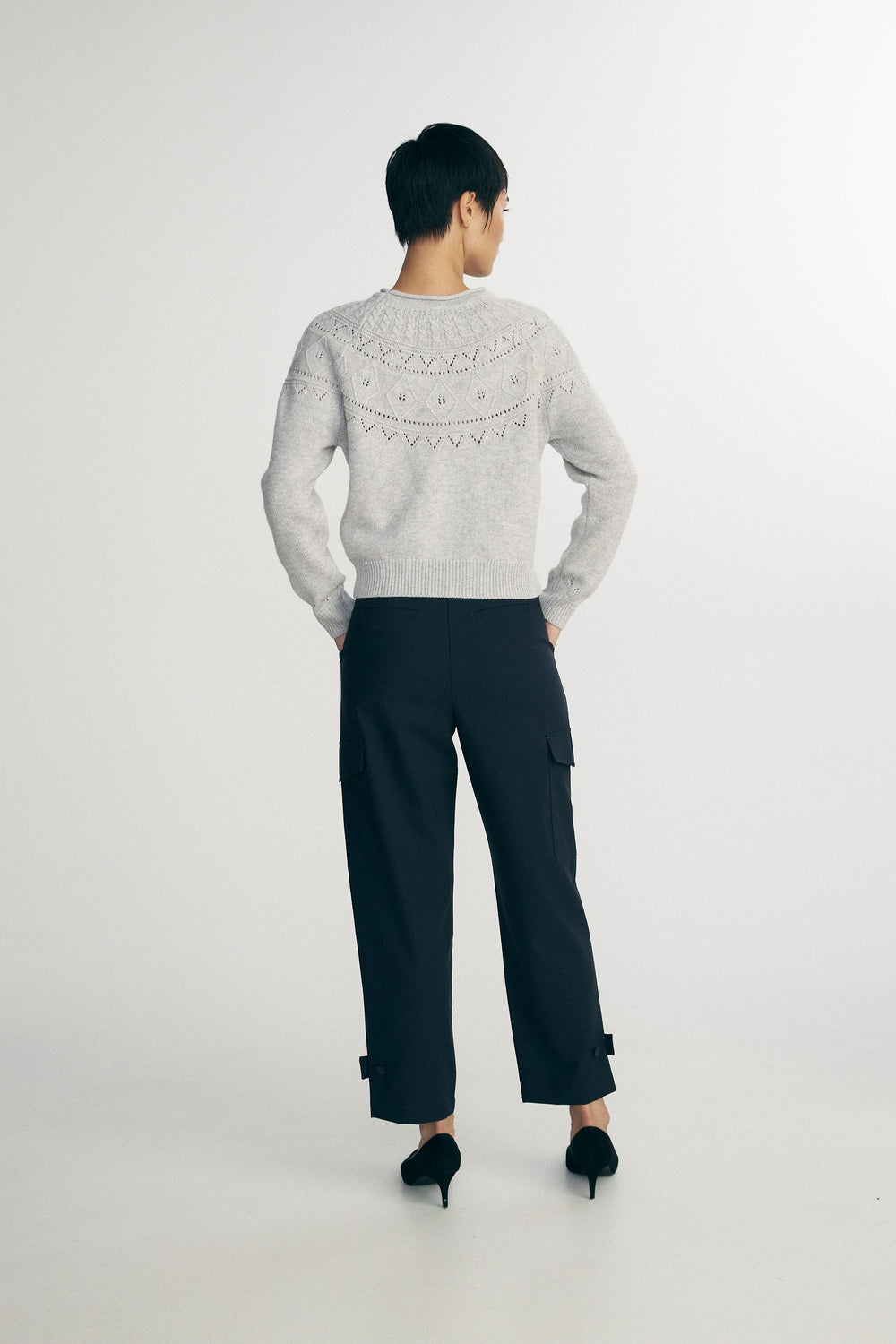 Cable crew neck sweater