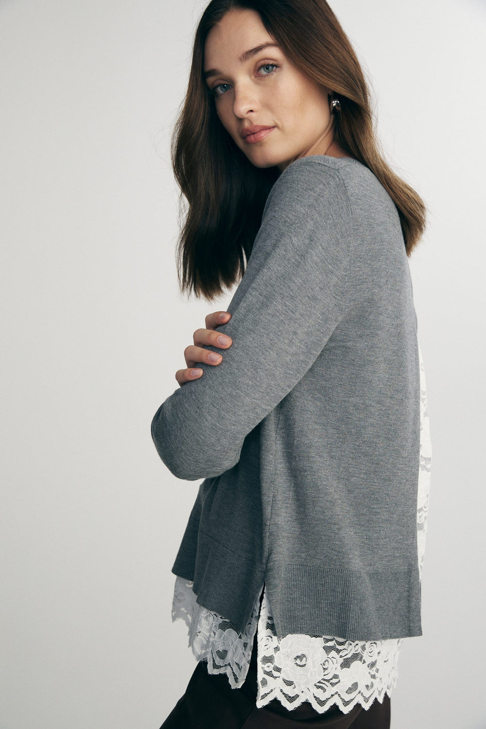 Lace back sweater