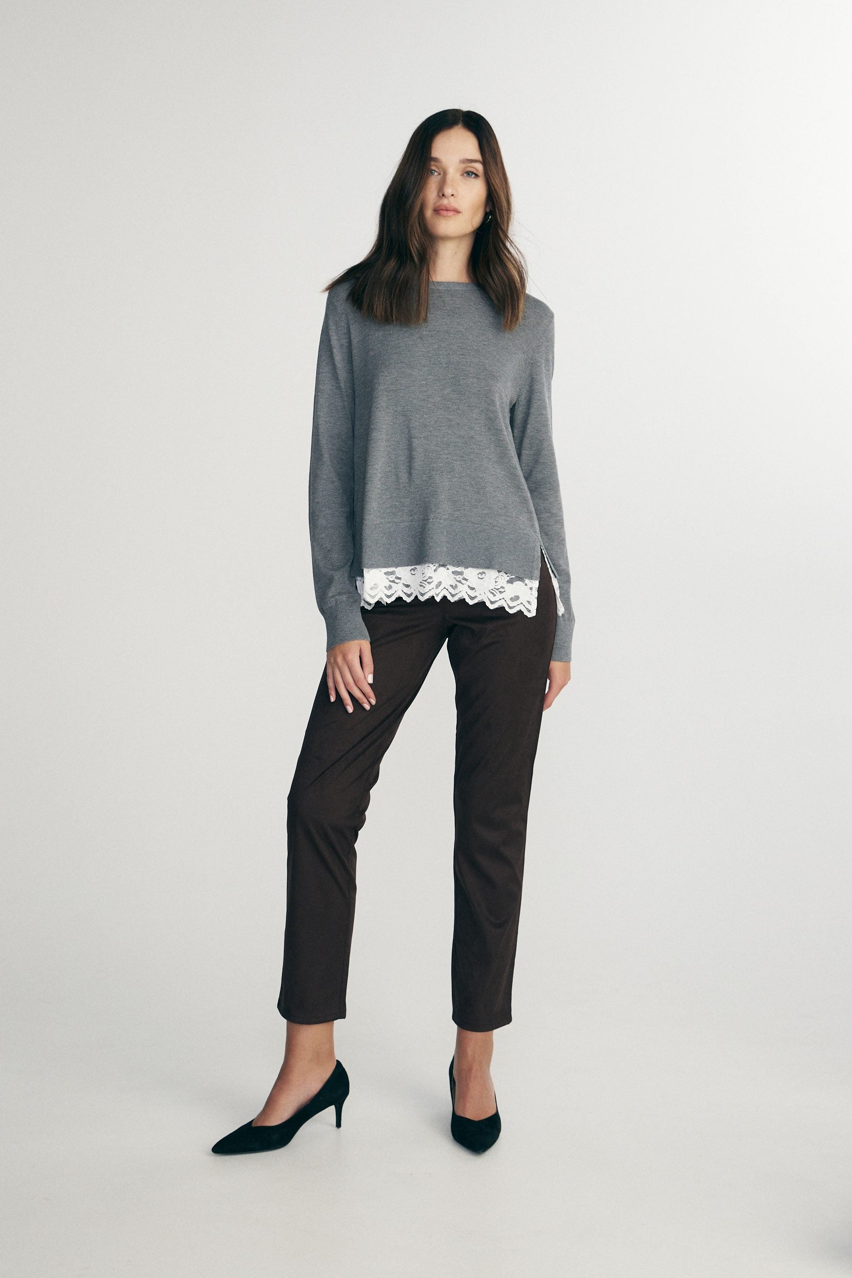 Lace back sweater