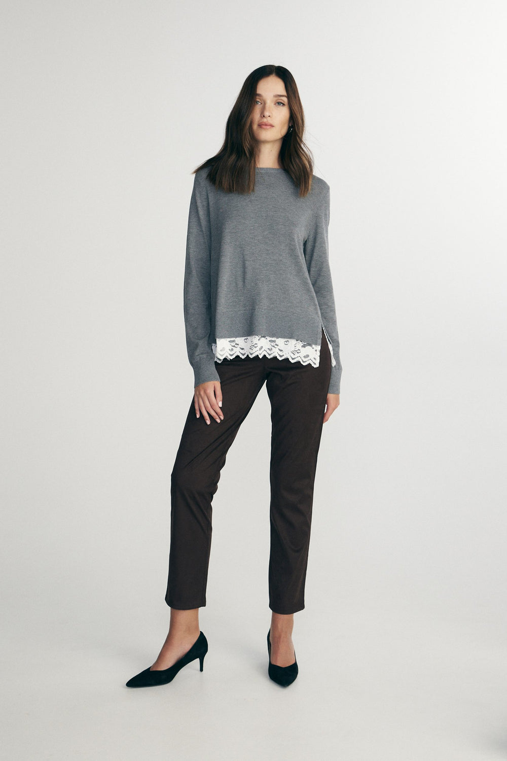 Lace back sweater