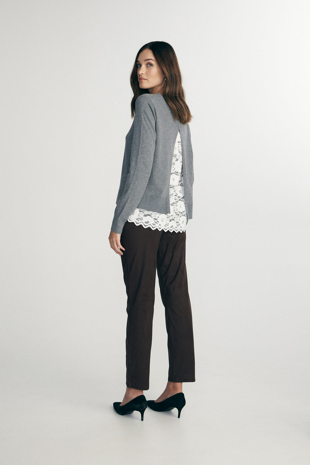 Lace back sweater