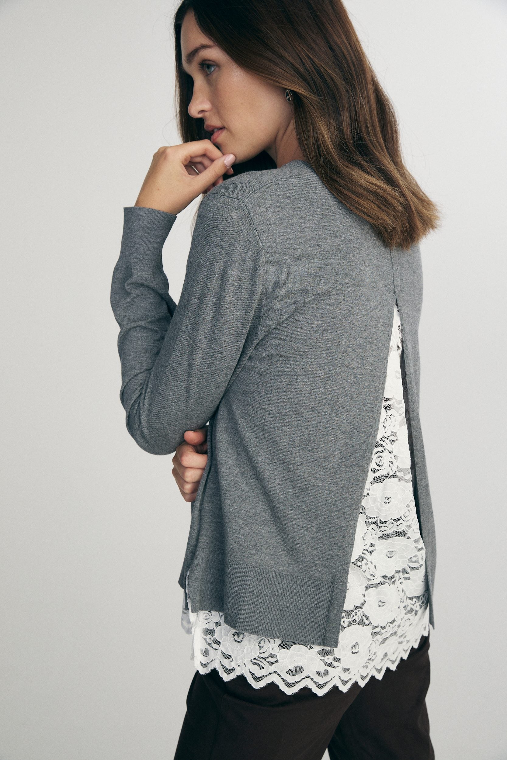 Lace back sweater