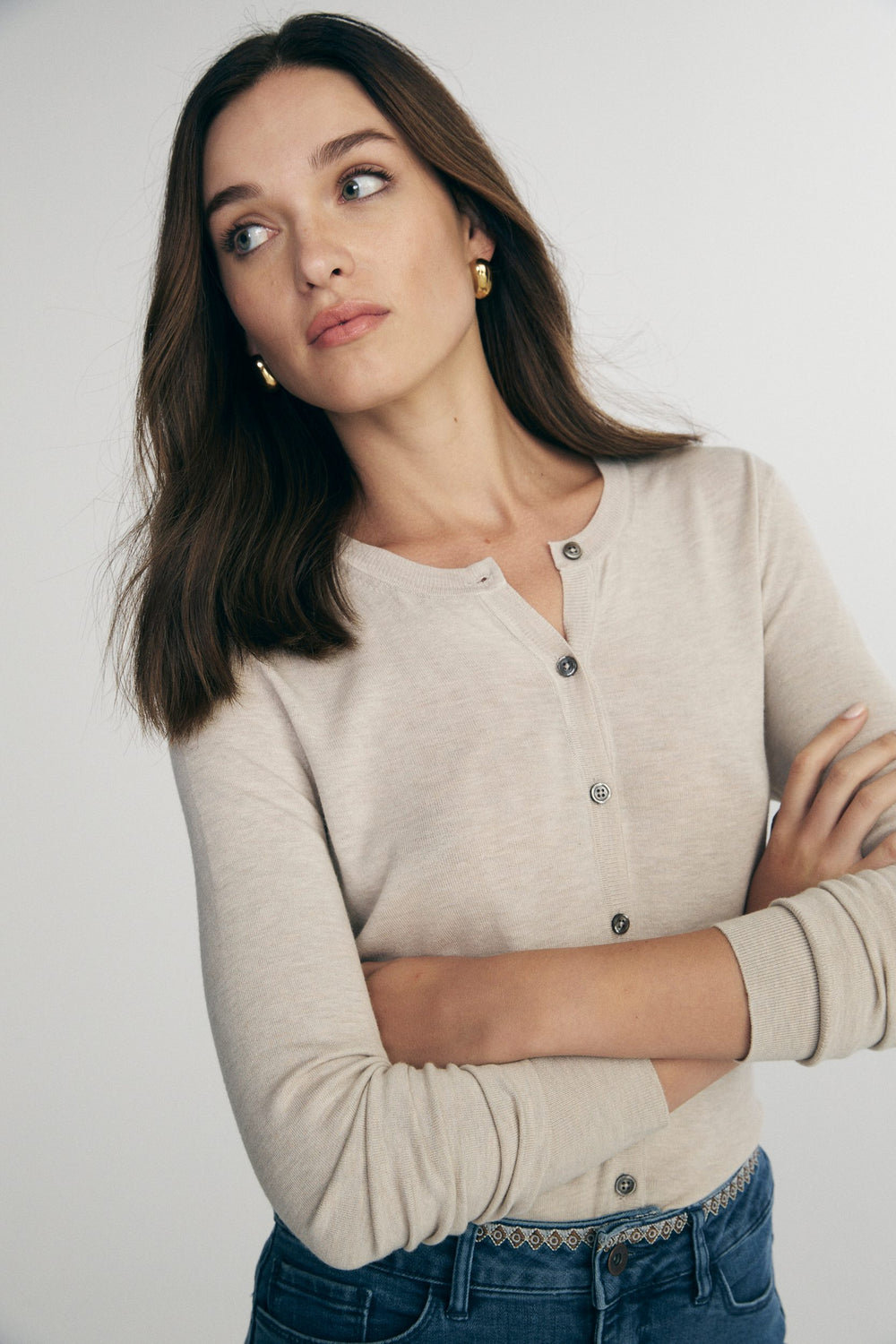Crew neck cardigan