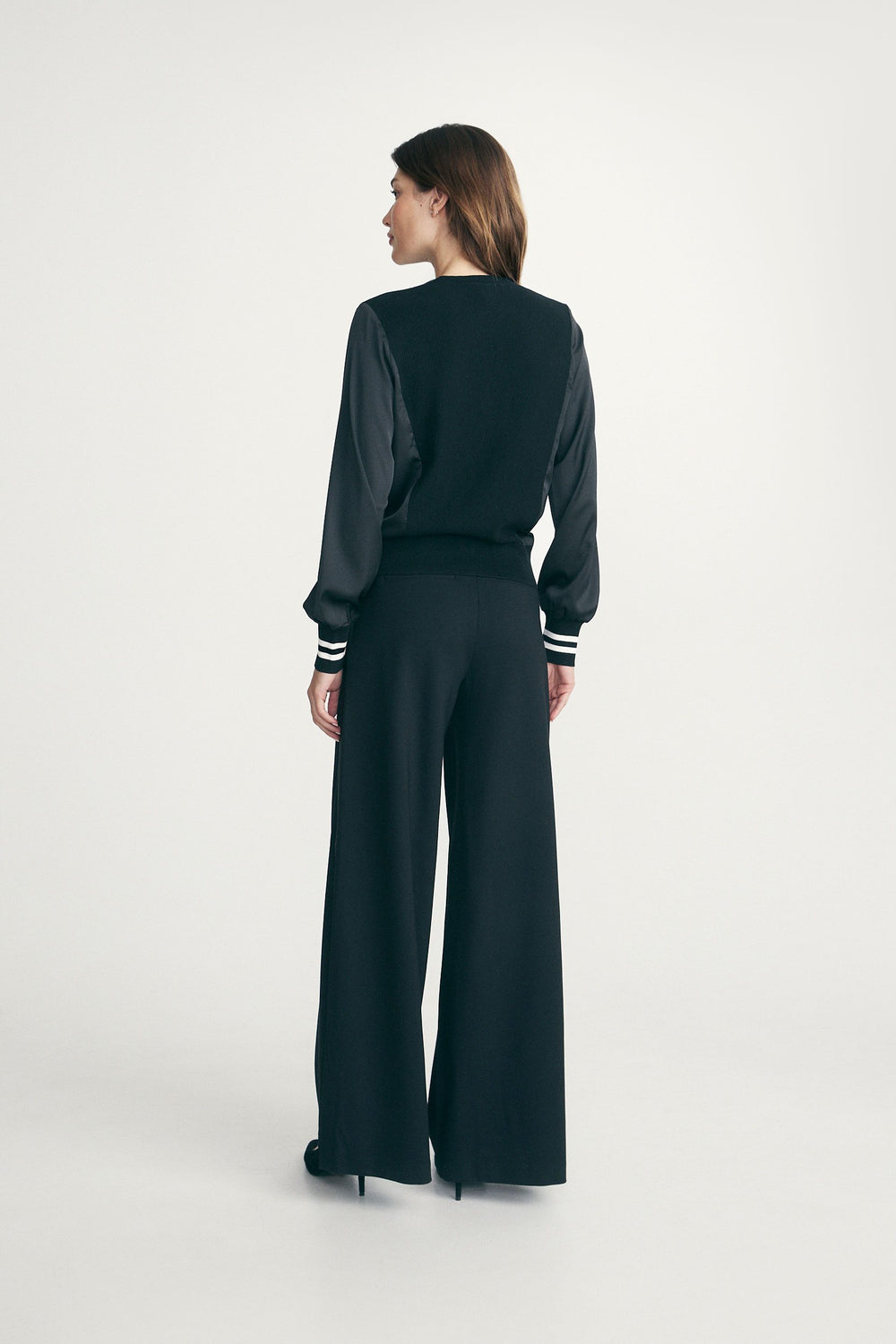 Cardigan with satin sleeves