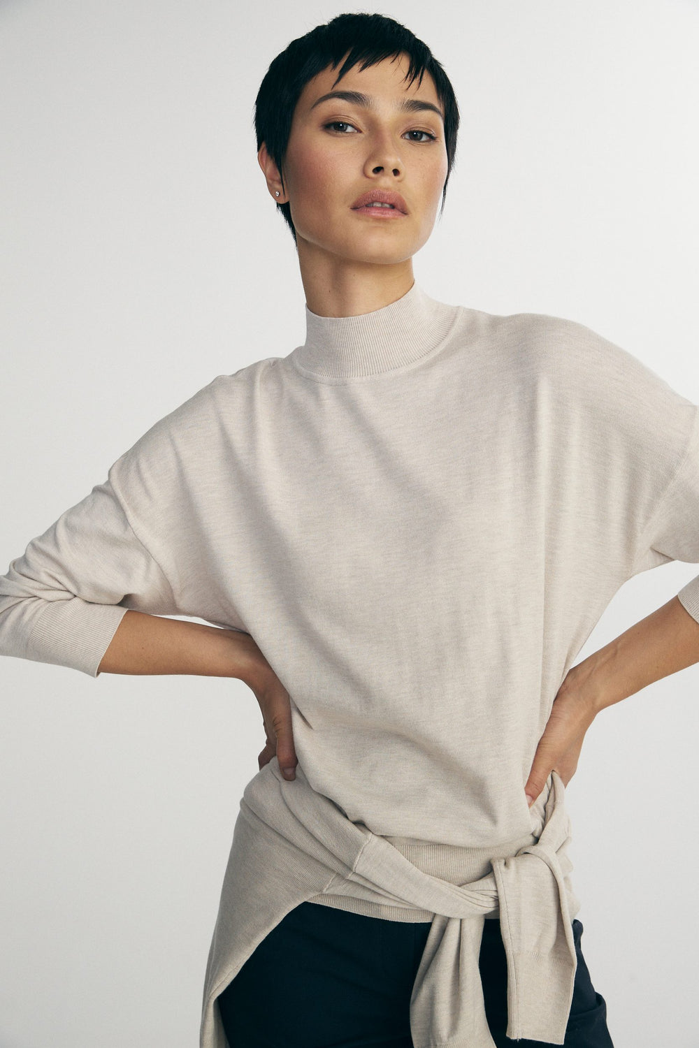 Loose mock neck sweater