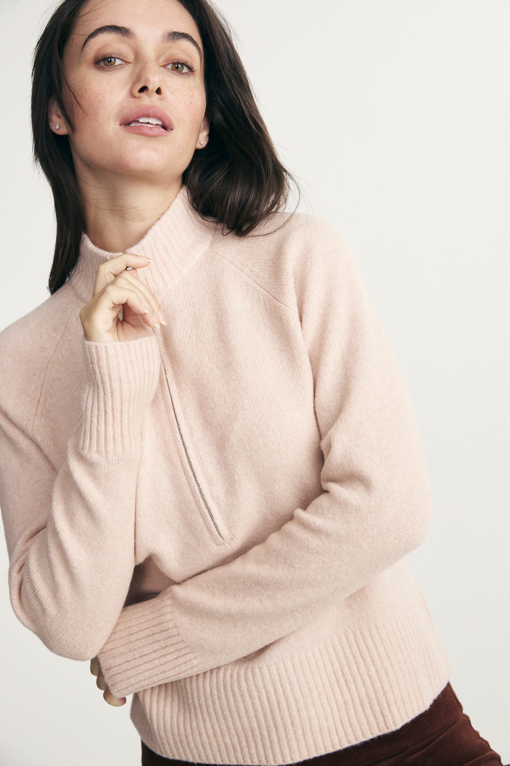 Half-zipped mock neck sweater