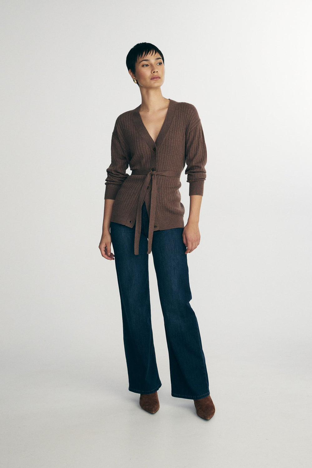 Relaxed cardigan with belt