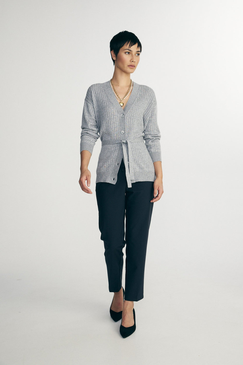 Relaxed cardigan with belt