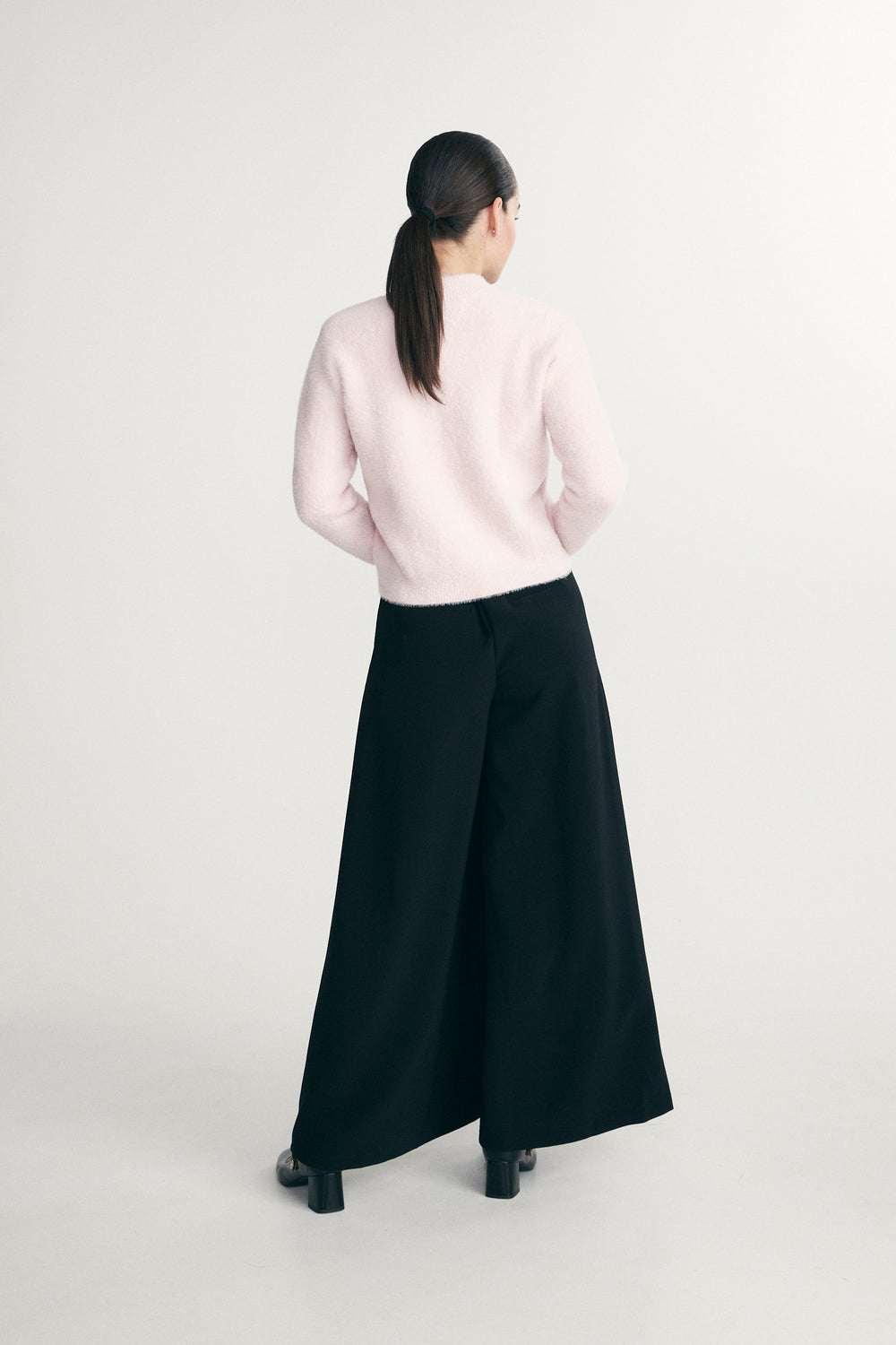 Zip-front fuzzy knit sweater