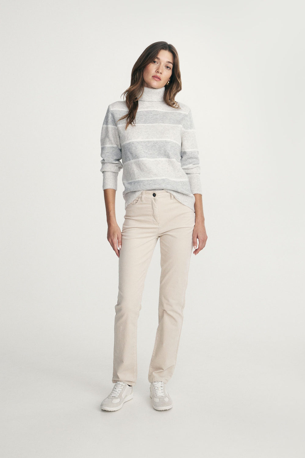 Striped turtleneck sweater