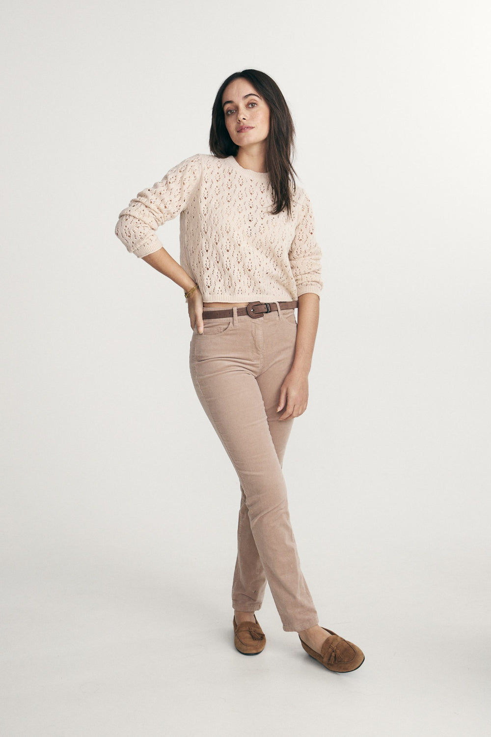 Textured crew neck sweater