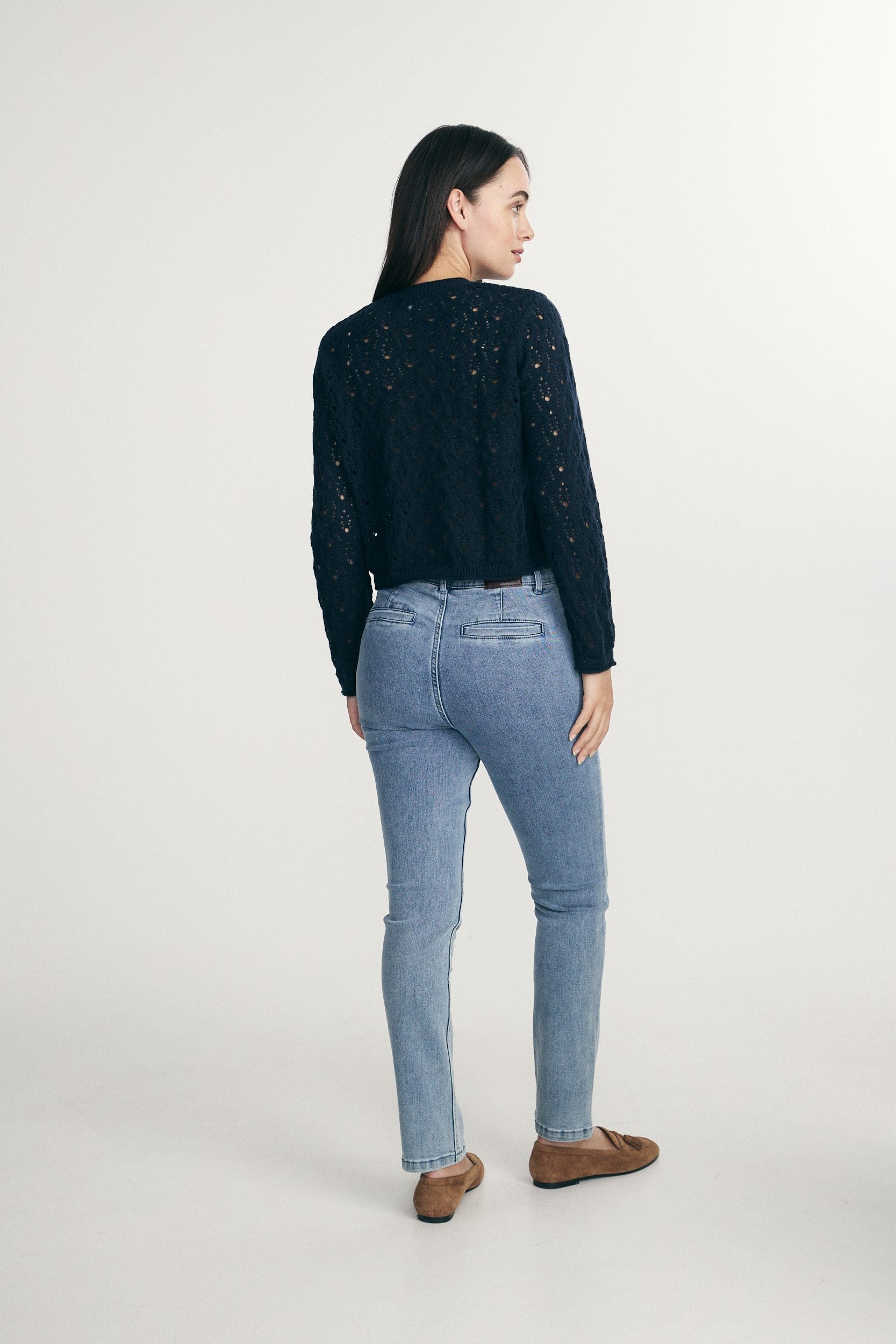 Textured crew neck sweater