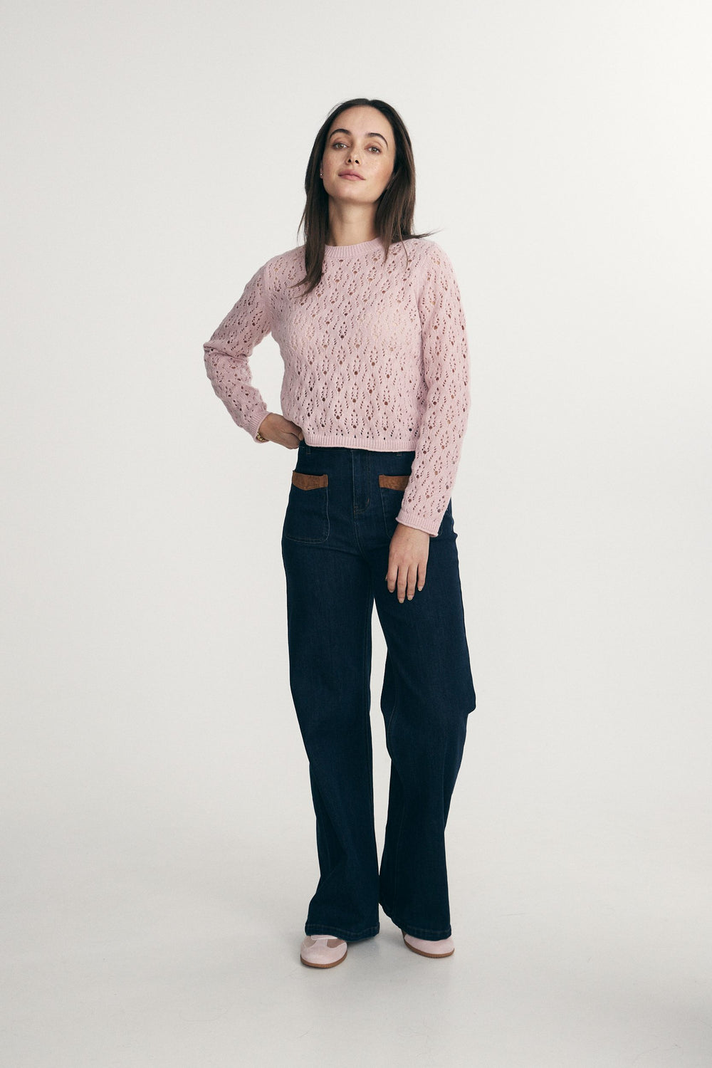 Textured crew neck sweater